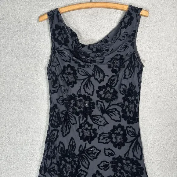 Eva Blue Size S Maxi Velvet Burnout Dress Whimsigoth Gothic Vamp Dark Fairy 90s - Picture 2 of 16